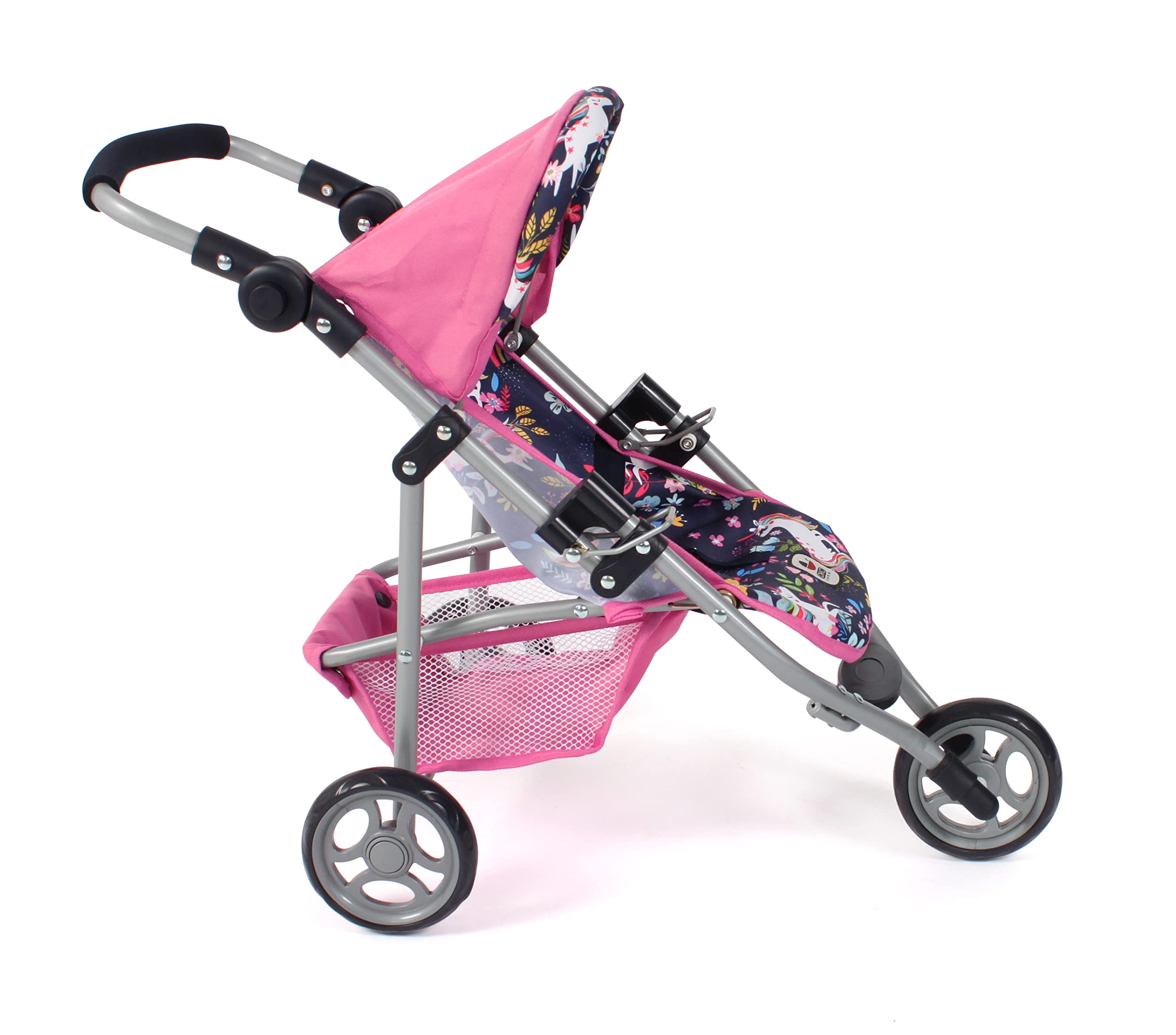 Bayer Chic 2000 - Buggy dla lalek Lola, jogger do biegania, wózek dla lalek, jednorożec, 612-43, granatowy, różowy, 70 x 33 x 62 cm