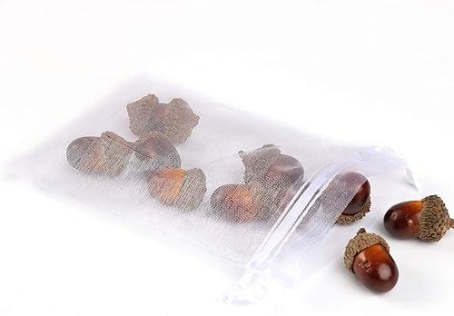 Miniatura 16 de ANZNKU Paquete de 50 bolsas de organza pequeñas de malla de 4 x 6 pulgadas, bolsa de regalo dorada de primera calidad con cordón, bolsa de malla