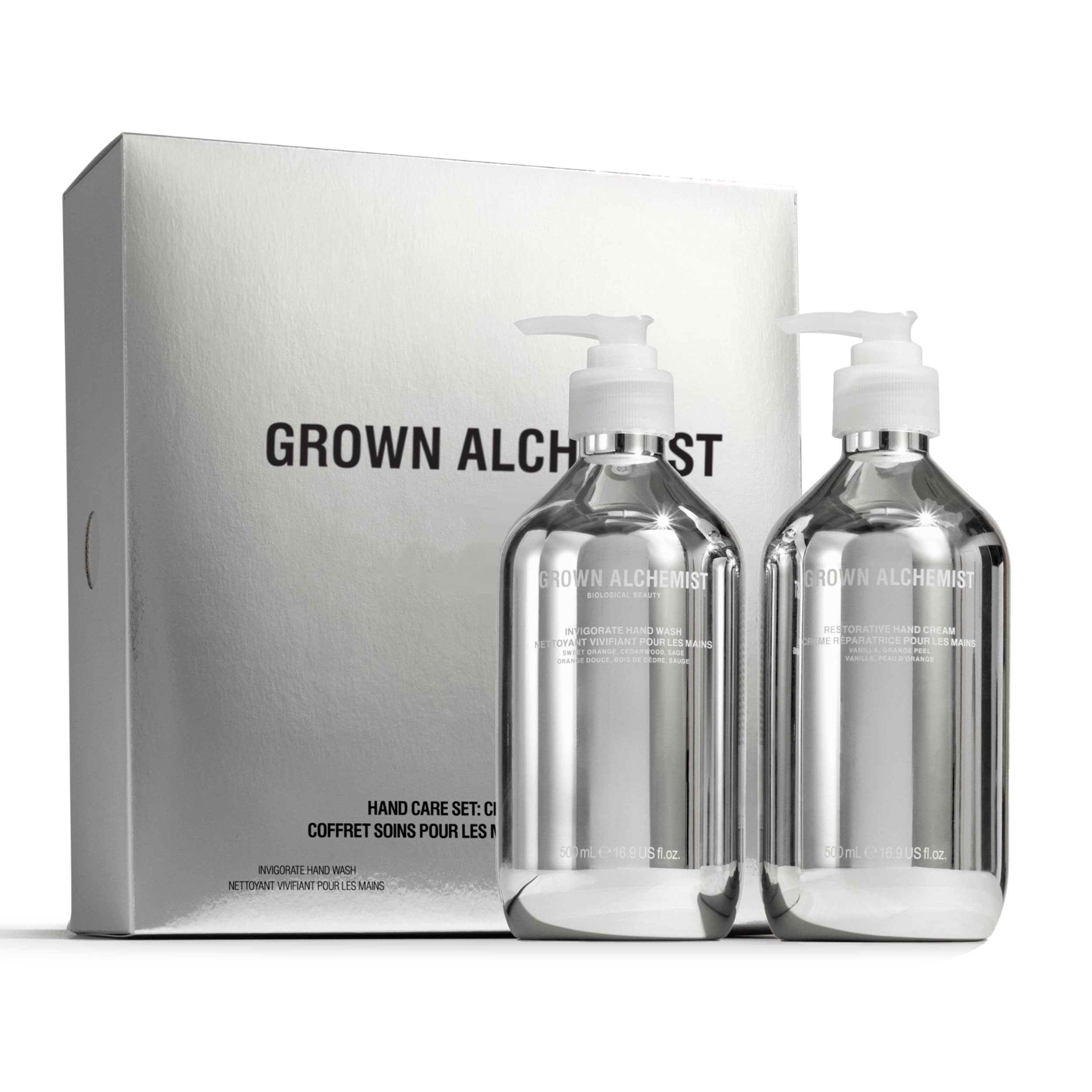 Grown Alchemist Set Cura Mani - Detergente Rivitalizzante e Crema Idratante, Vaniglia e Arancia – Naturale, Vegano, Formula Non Ungentuosa, Nutrimento per Mani Secche - Cofanetti Regalo Donna, Natale