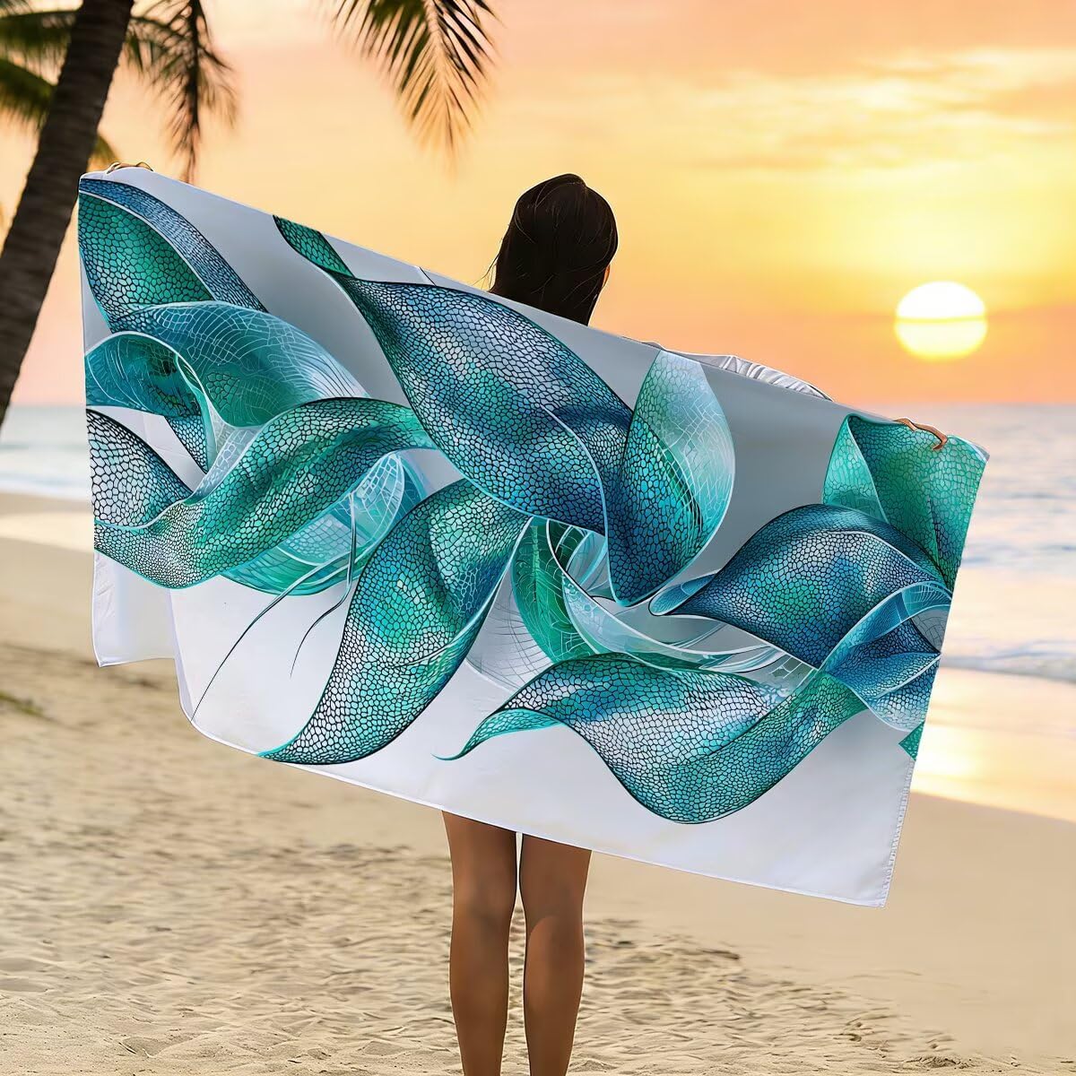 Telo Mare Microfibra, Telo Mare Grande 90x200cm 2 Pezzi, Asciugamano Palestra Donna Asciugatura Rapida, Antisabbia Asciugamano Microfibra, Leggero Asciugamani Palestra per Regalo (Astratto) -4190