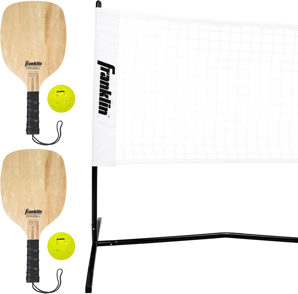 Franklin Sports Half Court Size Pickleball Net by Franklin Pickleball - Includes 10ft Net, (2) Paddles, and (2) X-40 USA Pickleball Approved Pickleballs