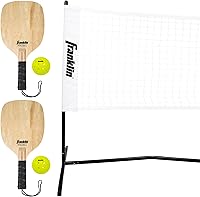 Franklin Sports Half Court Pickleball Net Set - 10ft Portable Net, 2 Wooden Paddles, 2 USA Approved X-40 Balls for Beginners