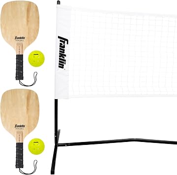 Franklin Sports Half Court Size Pickleball Net by Franklin Pickleball - Includes 10ft Net, (2) Paddles, and (2) X-40 USA Pickleball Approved Pickleballs