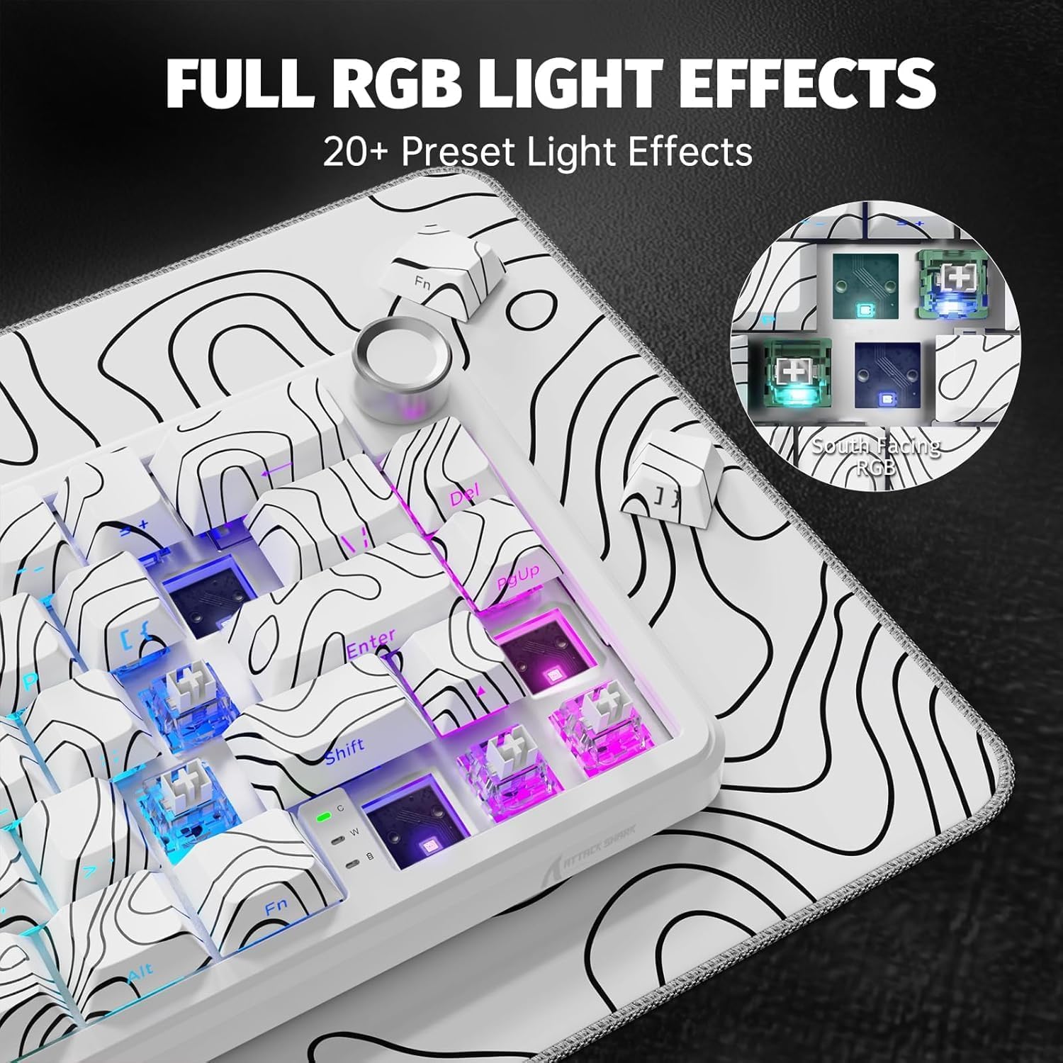 ATTACK SHARK 60% Hall Effect Keyboard and X11 Wireless Gaming Mouse,X65 Pro HE Magnetic Keyboard RGB Hot Swap 8KHz Polling Rate,Superlight Mouse w/Charging Dock 22K dpi,Bluetooth/2.4Ghz/Wired