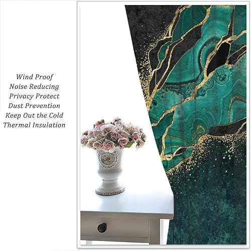 Miniatura 5 de Cortinas de mármol verde con fondo abstracto de mármol con patrón de arte de mármol, cortinas estampadas para dormitorio, sala de estar, cortinas