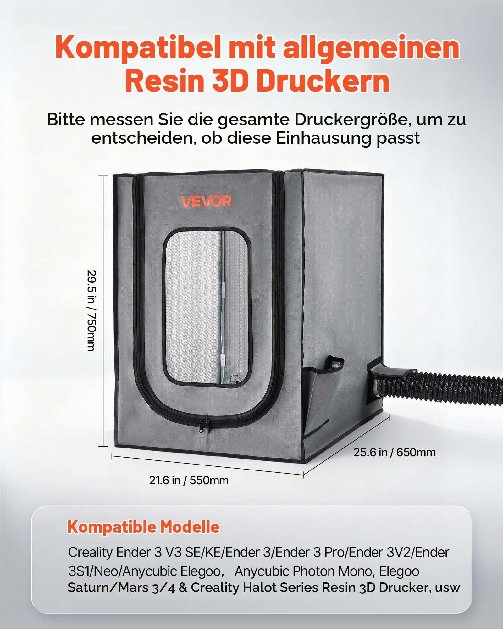VEVOR 3D-Druckergehäuse Druckerzelt (55 x 65 x 75 cm), staubdichte & wasserfeste Schutzhülle mit konstanter Temperatur & LED-Beleuchtung, kompatibel mit Photon Mono/Mars 3, FDM/LCD-Drucker