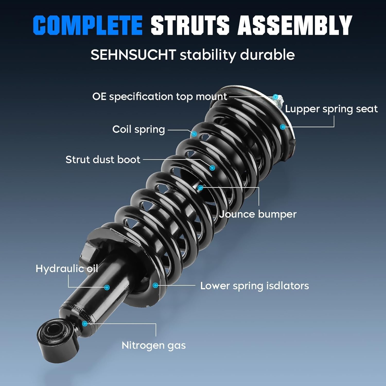 Front & Rear Strut and Sway Bar Links for 2005-2012 Nissan Pathfinder, Shock Absorber Assembly Replace for 171103 K80470 K80471 4345056 K750037 K750038 8PC, 2006 2007 2008 2009 2010 2011
