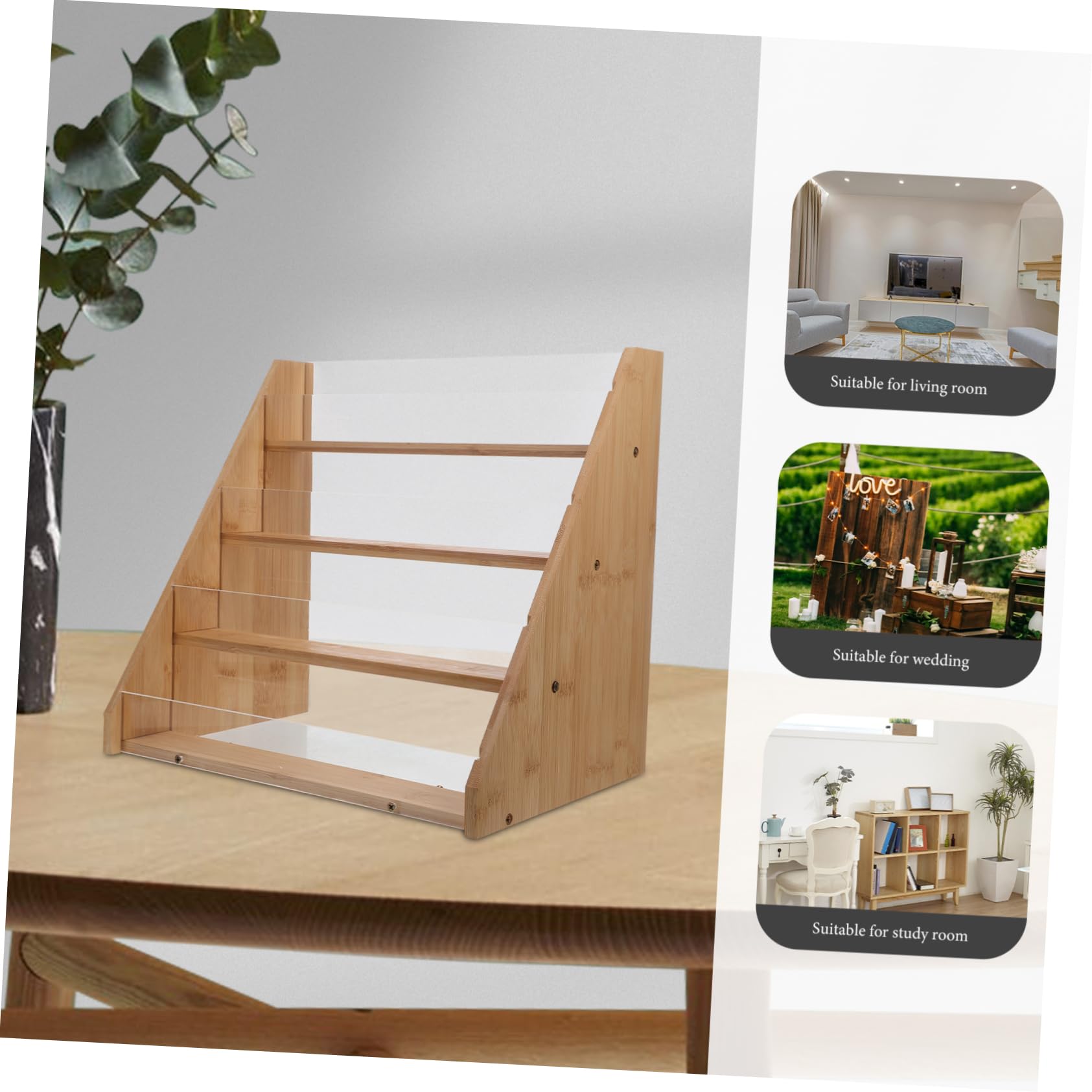 Présentoir pour et Ranger Cartes Design Multilayer Organisateur de Cartes de en Bambou et Acrylique Support Pratique pour et Ranger Cartes pour Mariages et Anniversaires