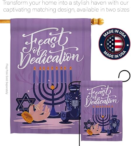 Miniatura 4 de Feast of Dedication Wall - 2 banderas para patio, césped, jardín, decoración de habitación, tapiz al aire libre, letrero de arte para menorá,