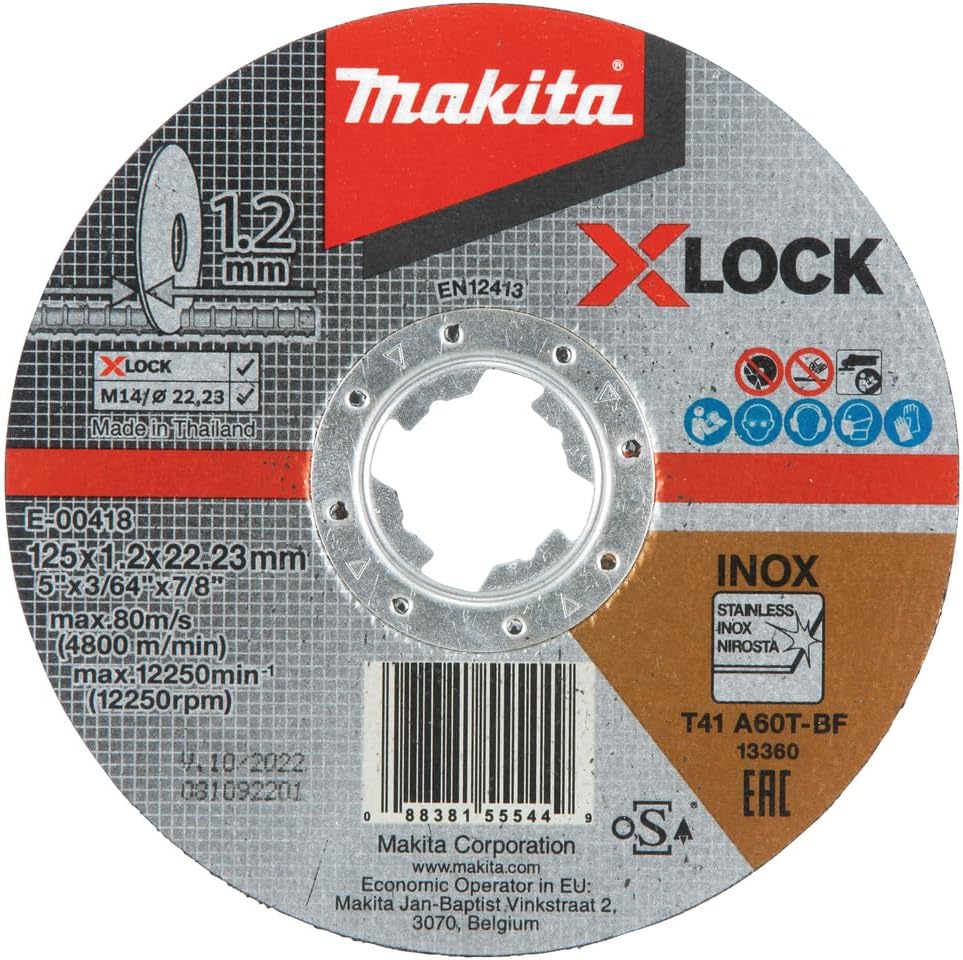 E-00474 X-Lock 5" x .045" x 7/8" Type 1 General Purpose 60 Grit Thin Cut‑Off Wheel for Metal and Stainless Steel Cutting
