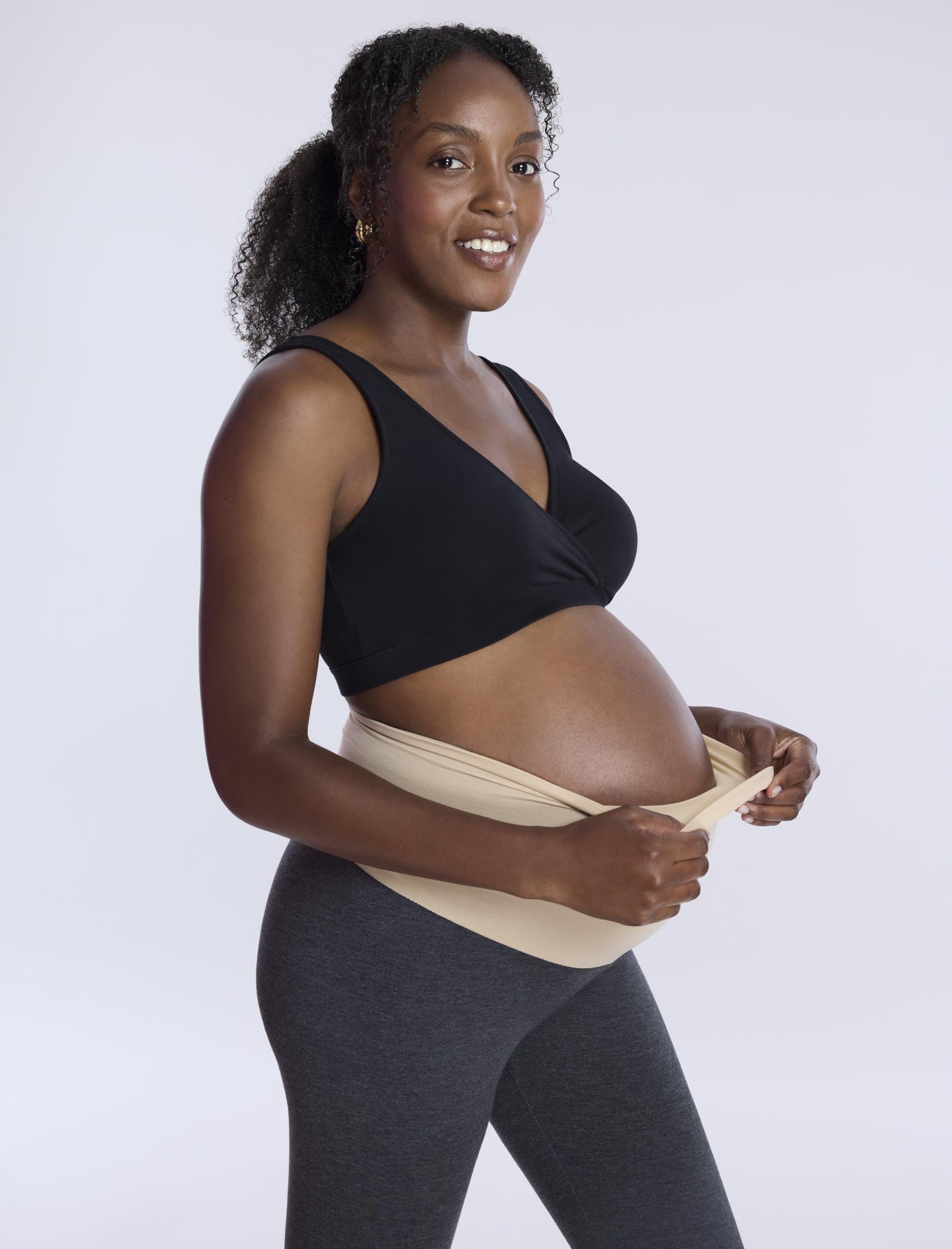 Motherhood Maternity Leggings Premaman Essenziali Elasticizzati da Donna, Carbone, M