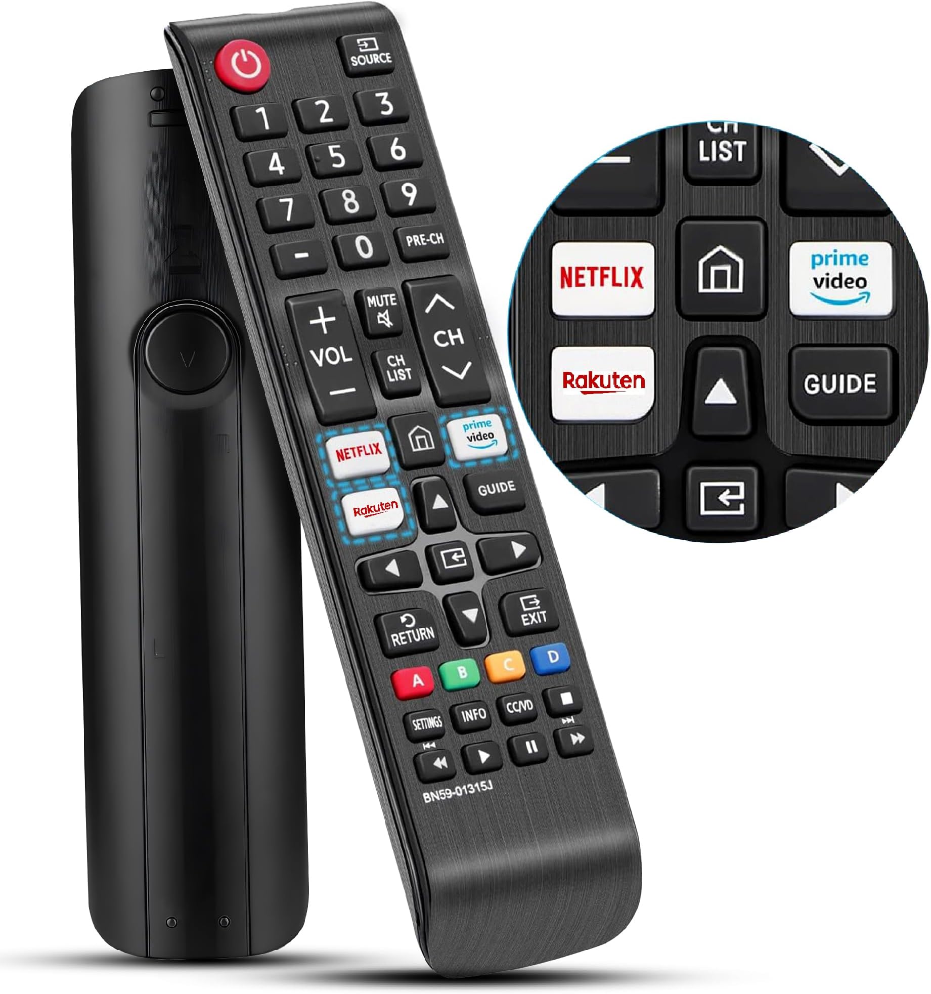 Smart Samsung Remote Controls For Smart Tv with Netflix, Prime Video, Rakuten Tv Buttons For All Samsung Tv Led Qled Uhd Frame Curved Solar Hdtv 3D 4K 8K Smart TVs, Universal Samsung Tv Remote