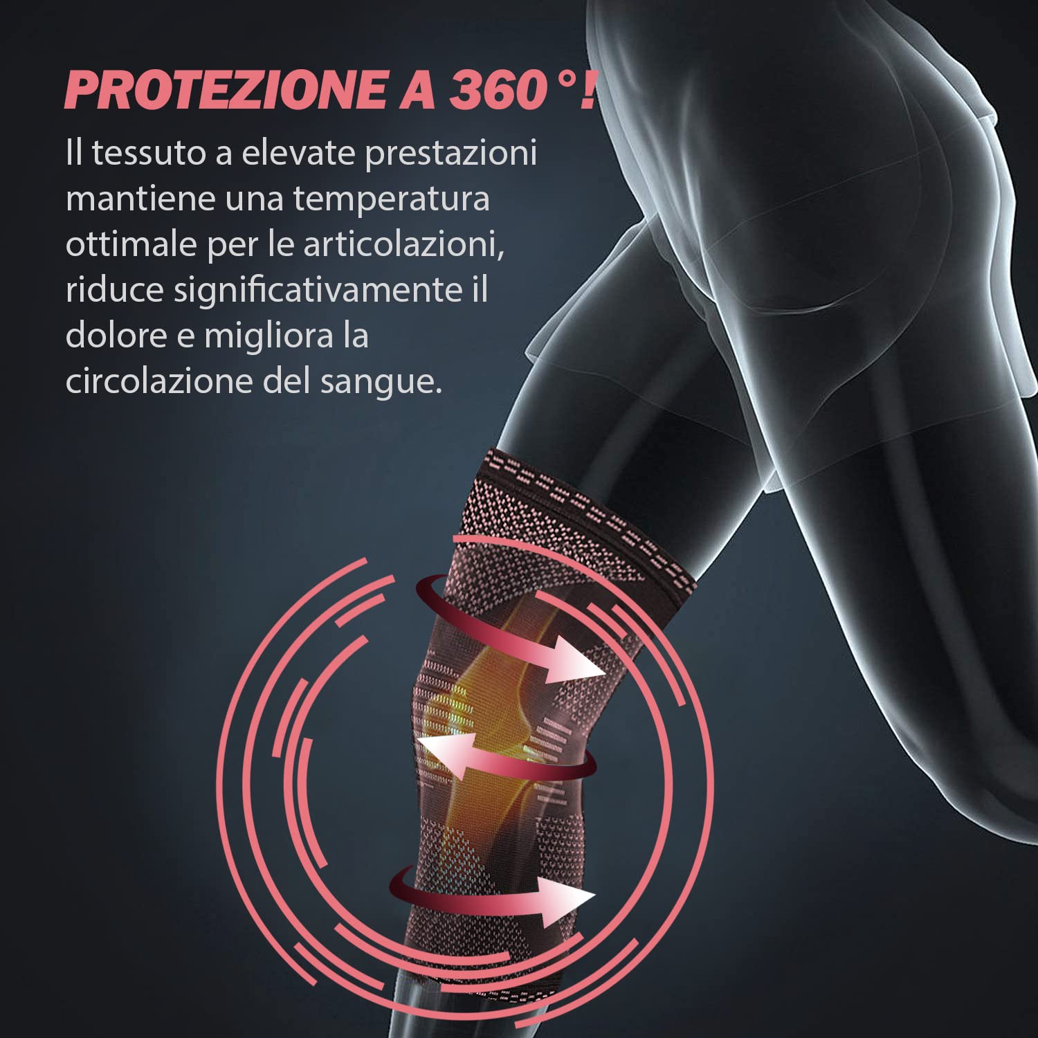 POWERLIX Supporto per Ginocchio da Uomo/Donna, Ginocchiera, Fascia a Compressione, Supporto per Artrite, Dolore alle Articolazioni, Lesioni dei Legamenti, Rottura del Menisco, Rosa, S