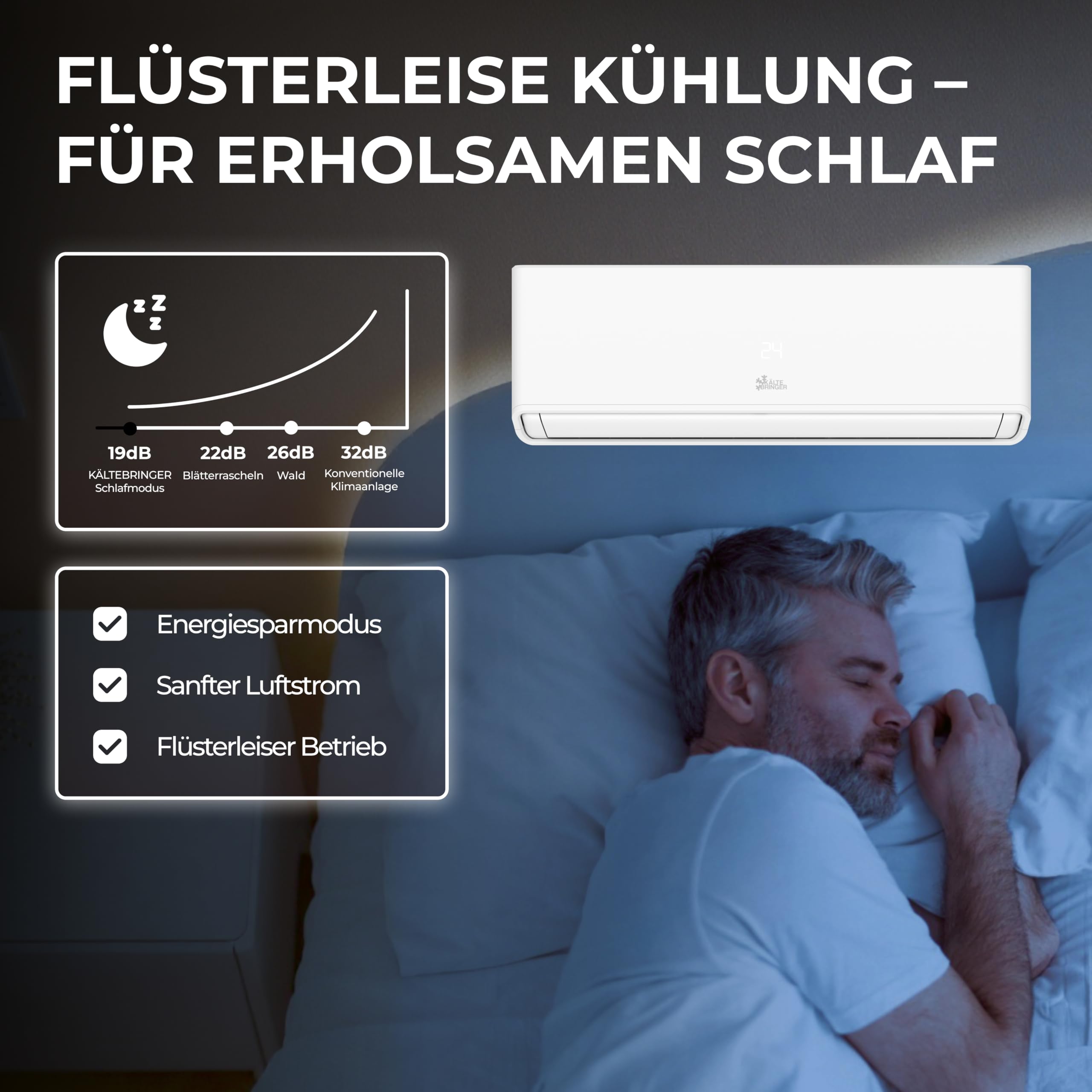 Kältebringer Split Klimaanlage 12000 BTU 3,7 kW R290 Kältemittel Heizfunktion WiFi App bis 60m² A+++