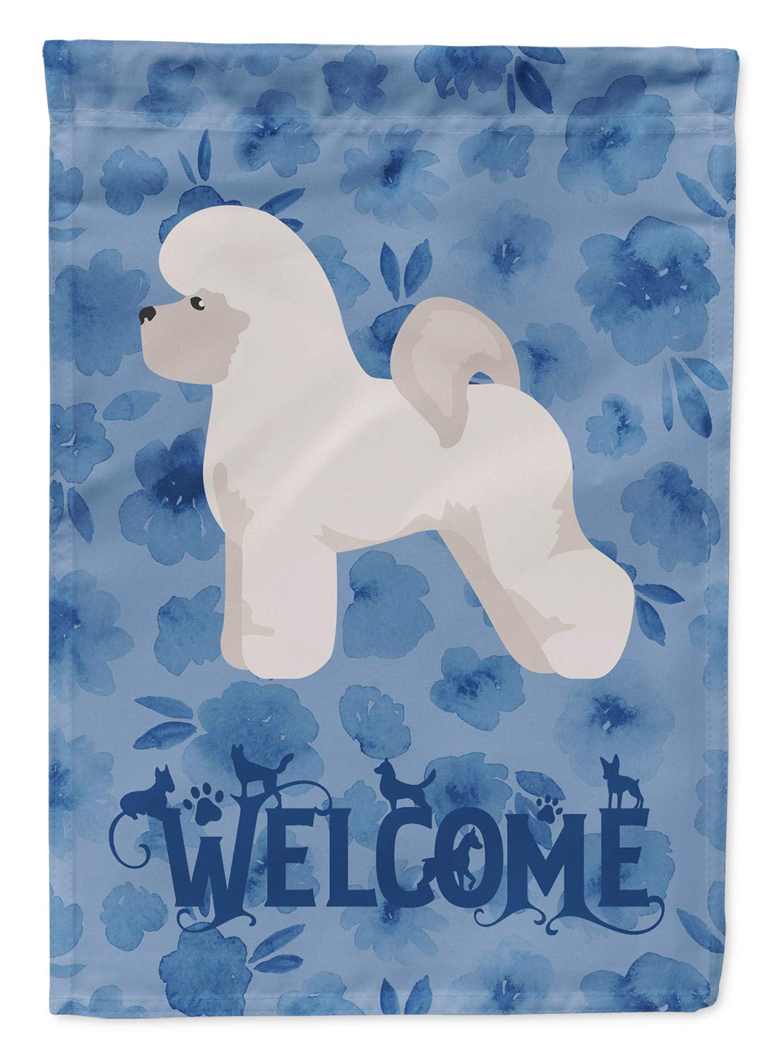 Drapeau de jardin Bichon Frisé Welcome multicolore taille S pour aménagement extérieur
