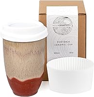 Vista 12 de NOVA CERAMICS Taza de Viaje Grapefruit de 12oz - Vaso de Café Para Llevar Con Tapa - Apto para Microondas y Lavavajillas - Diseño Único