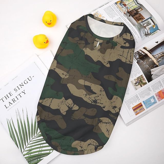 Foto 3 de 8 de Camisas Retro de Camuflaje para Perros, Ropa Estampada para Mascotas, Camisas para Cachorros