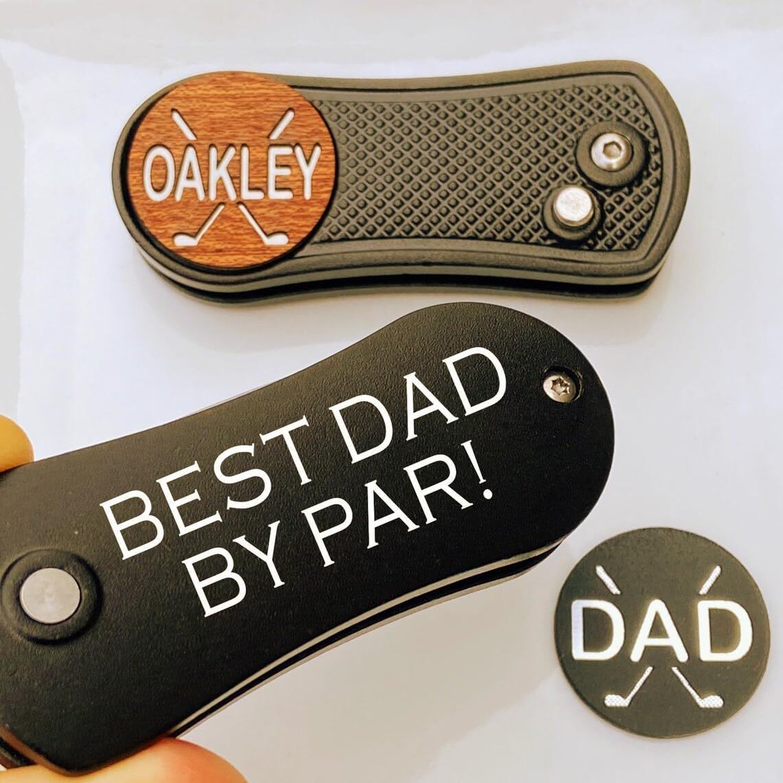 Personalized Wood Golf Ball Marker| Custom Engraved Divot Repair Tool | Personalized Golf Accessory | Pitchfix Style