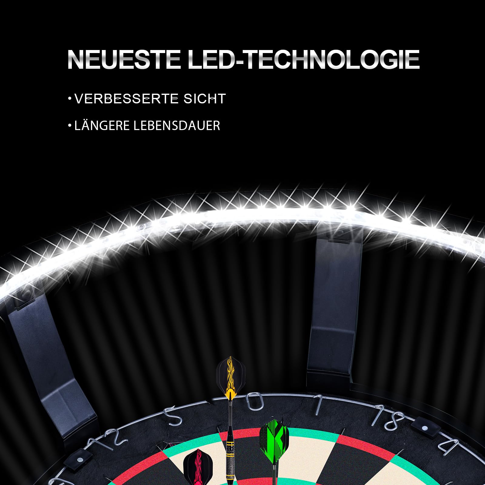 Dartboard-Beleuchtung – 360 Dartboard Light – Bnehmbar Dartboard Lighting System –Passend für 18-Zoll-Dartboards –Keine Magnetic Light bar