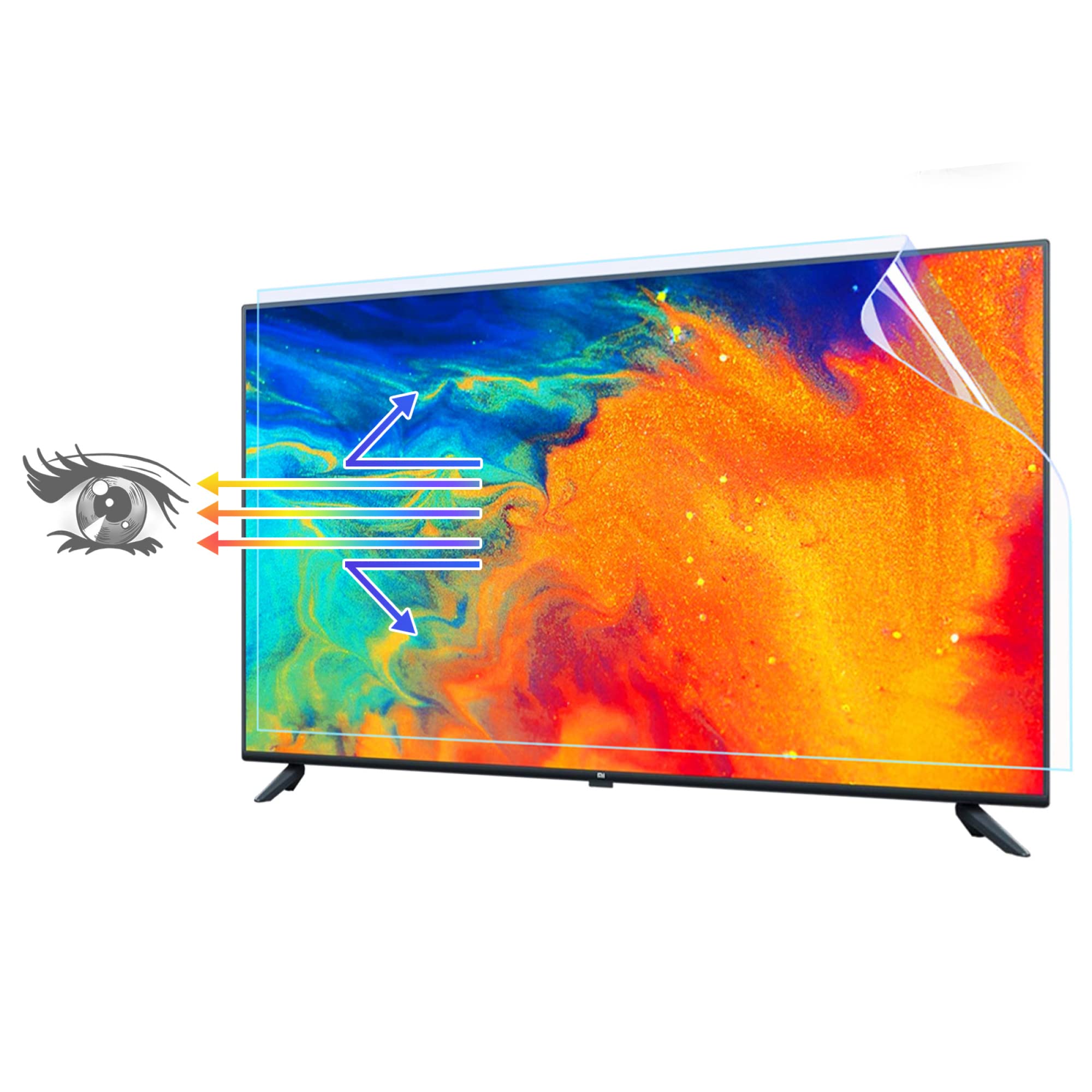 Anti-Glare Tv Creen Protector for 43~75 Inch, Can Block Harmful Blue Light, Anti Scratch/Fiter Out UV, Can Reduce Computer Eye Fatigu / 55in 47.67inx26.85in