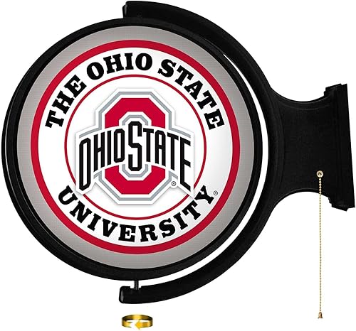 Miniatura 1 de The Fan Brands NCAA Ohio State Buckeyes Athletic Mark  Cartel de pared iluminado redondo original  Decoración de pared de fútbol, baloncesto y