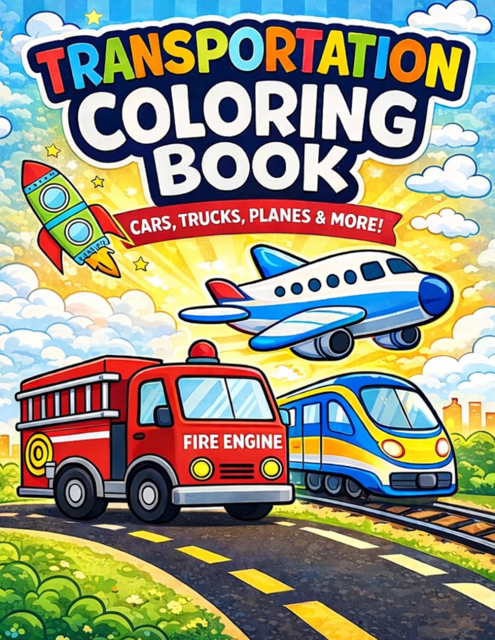 Things That Go Coloring Book: Cars, Trucks, Planes, Trains & More. Big, Bold & Easy Designs for Toddlers and Kids