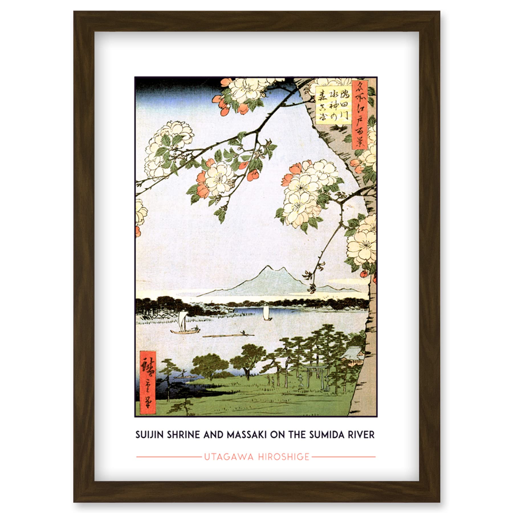 Wee Blue Coo Utagawa Hiroshige Suijin Shrine And Massaki On The Sumida River Painting Artwork Framed Wall Art Print A4