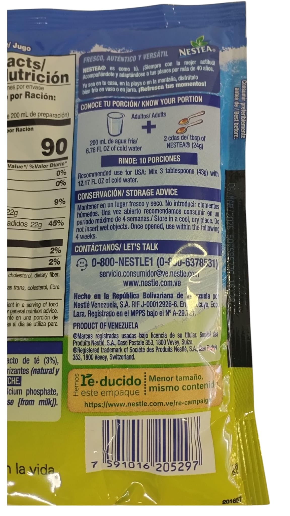 NESTEA - TE FRIO - ICE TEA - LIMON - 240 GRAMOS