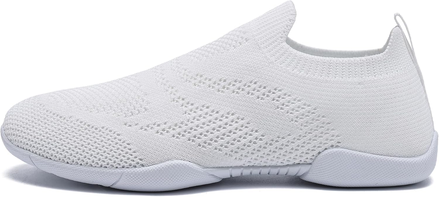 LANDHIKER White Cheer Shoes for Girls Cheerleading Shoes Youth Cheerleading Shoe Sports Tennis Training Athletic Flats Breathable Soft Comfortable Kids Cheer Sneaker Size - Image 2