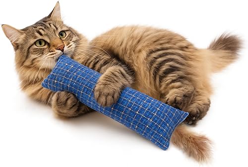 Miniatura 9 de Paquete de 2 pateadores interactivos naturales para gatos con cola de hierba gatera y enredadera, juguete masticable resistente a las mordeduras,