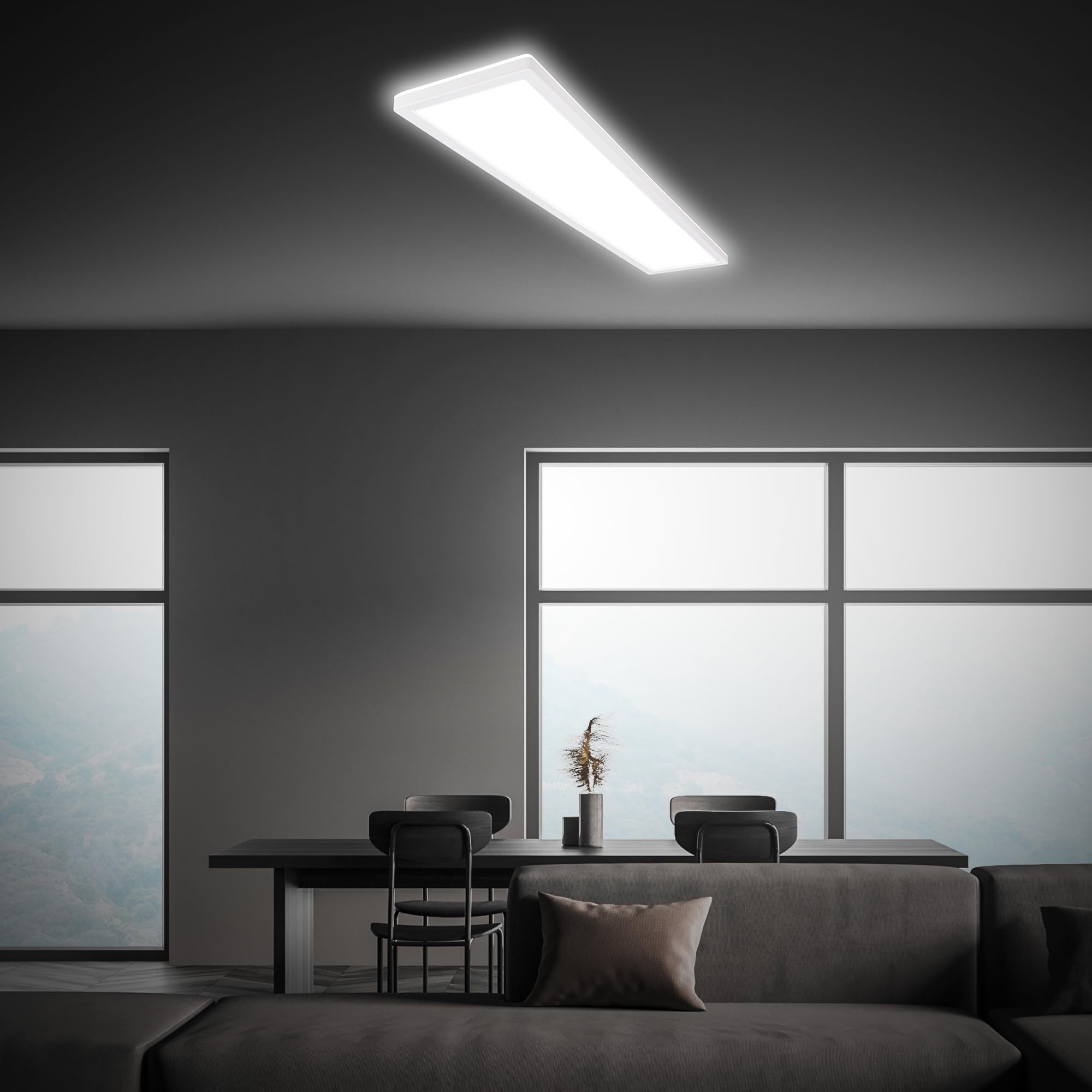 Briloner - Lampada da soffitto LED 98 cm, plafoniera piatta a luce indiretta, luce bianca neutra, design moderno, lampada LED rettangolare, 98x20x3 cm, colore bianco, ideale per soggiorno o ufficio