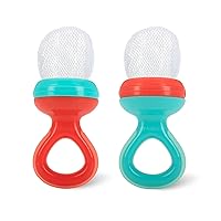 Vista 1 de Nuby Nibbler Mesh First - Comedero de alimentos suaves, 2 unidades, coral y aguamarina