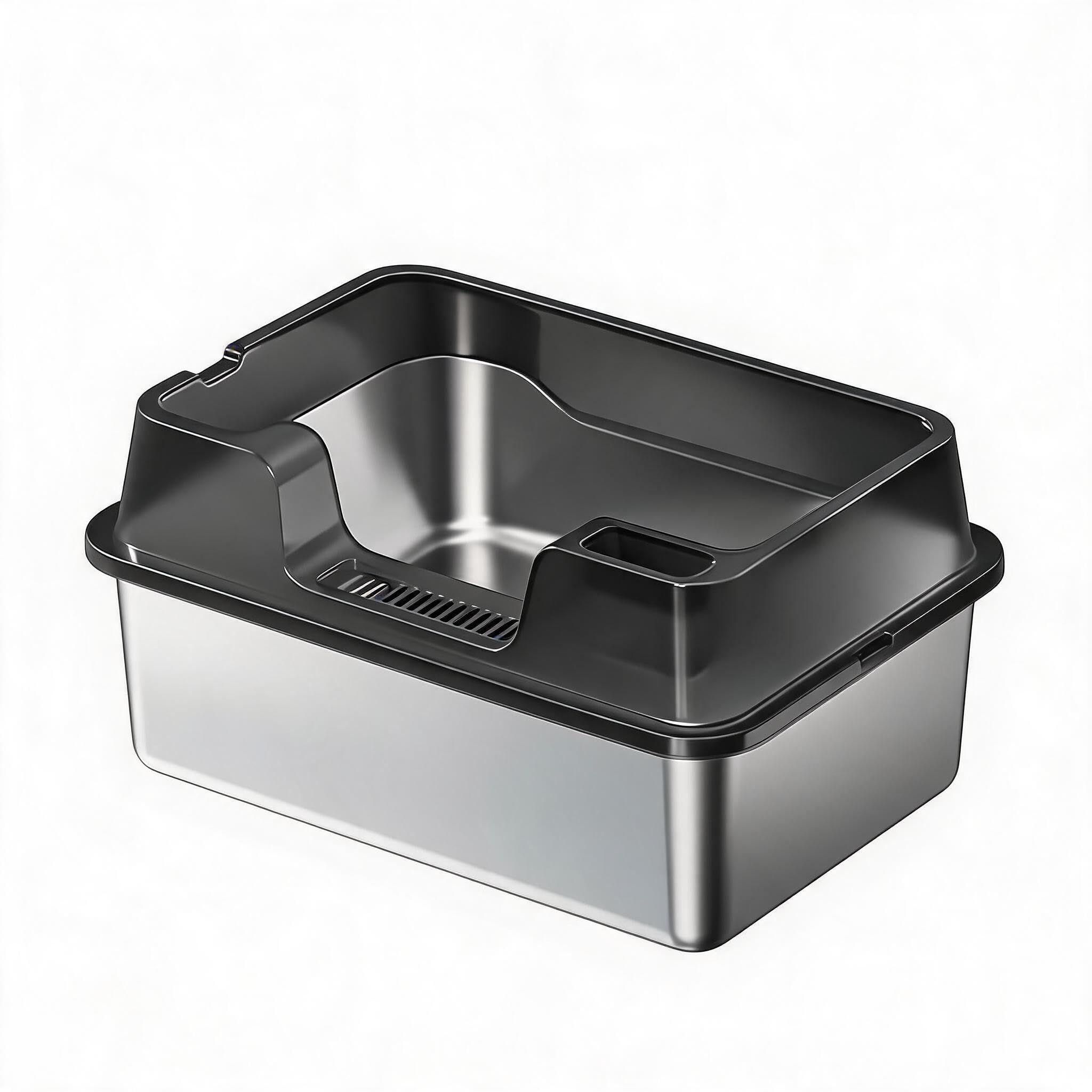 GarveeMore XXL Stainless Steel Cat Litter Tray with Lid - High Sided