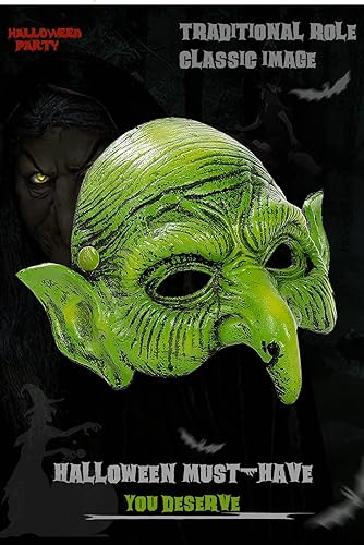Miniatura 3 de Máscara de bruja vieja, máscara de duende de espuma de Halloween, máscara de duende de espuma de media cara, máscara de hechicera de nariz de águila