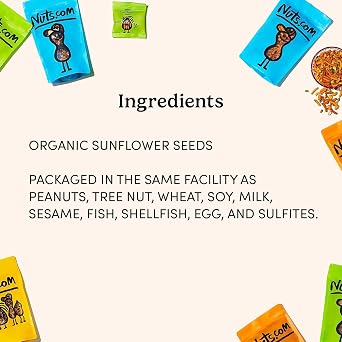 Nuts com Raw Organic Sunflower Seeds (No Shell) - Unsalted, Gluten-Free, Vegan, Kosher, Non-GMO - High Protein, Fiber & Antioxidants - Fresh, Shelled, Ready to Eat (2lb)