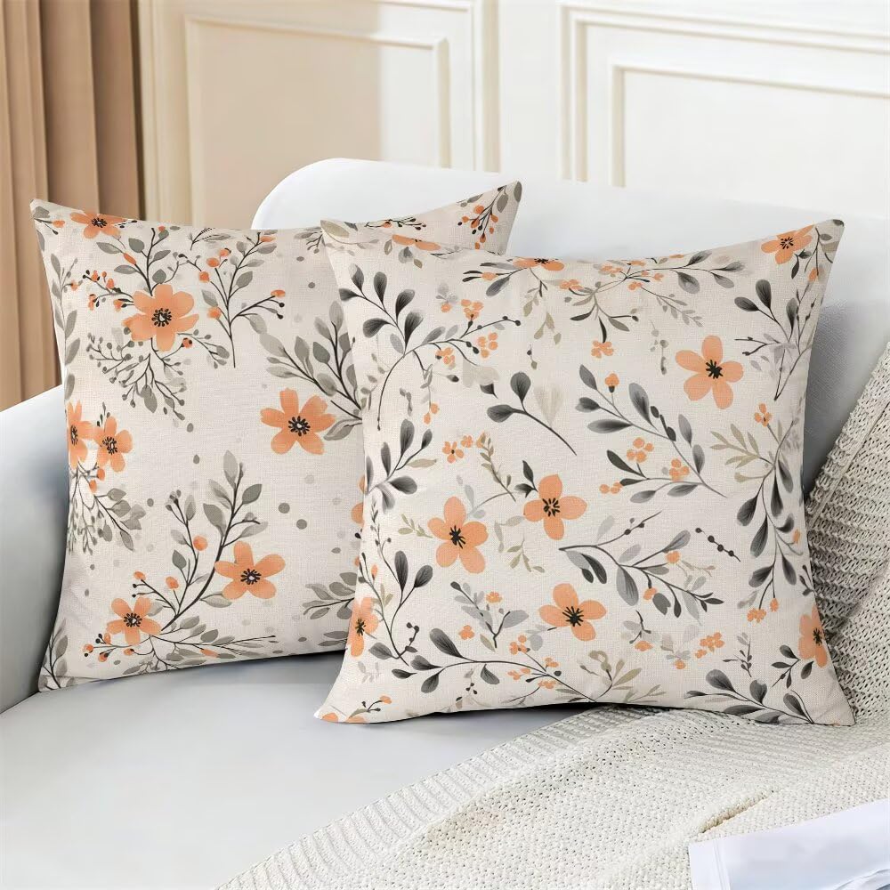 Federe Cuscini da Esterno Impermeabili 65x65 Primavera Copri Cuscini per Divano Floreale Federa Cuscino Nordico Decorativi Copricuscini per Divano Giardino Soggiorno Copricuscino Set di 2 (IU89)