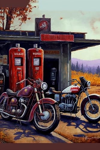 STOJAN Vintage Motorcycles Diamond Painting Kits, Diamond Painting 5D Round Diamond Digital Painting Process, Suitable for Adults and Children Home