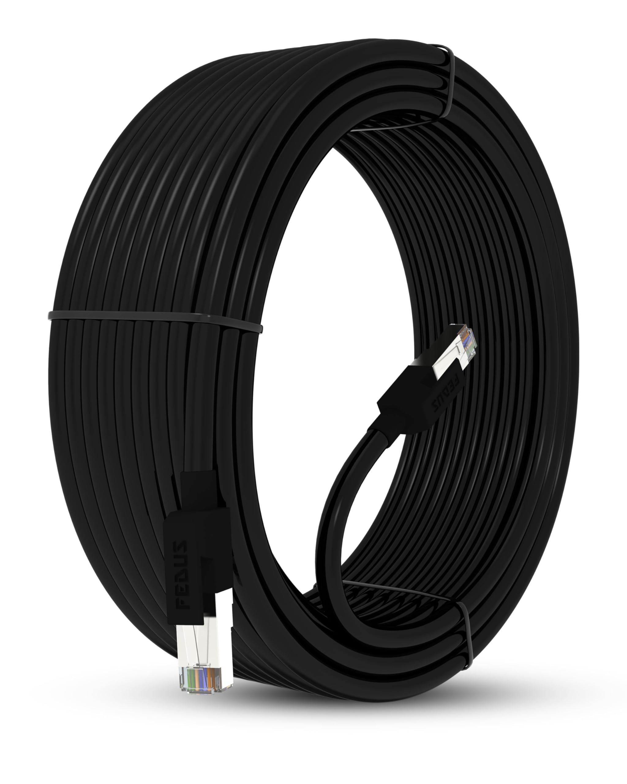 FEDUS 50 Meter Heavy Duty Outdoor Cat6 Cable Weatherproof/UV Resistant 10000mbps Ethernet Cable Suitable for Direct Burial Installations Ethernet Patch LAN Cable,Internet cable Network Cord Black — Amazon image 9