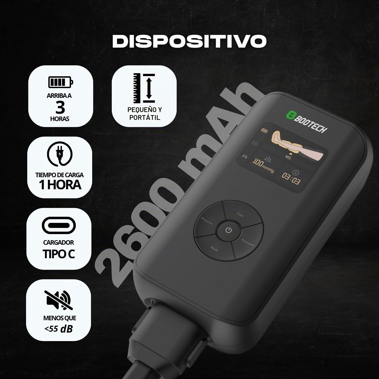 Botas de Masaje de Compresión de Piernas Inalámbricas con APP, Presoterapia de 5 Cámaras Superpuestas para Circulación, Drenaje Linfático y Recuperación Muscular, Batería 3H(L:desde180cm)