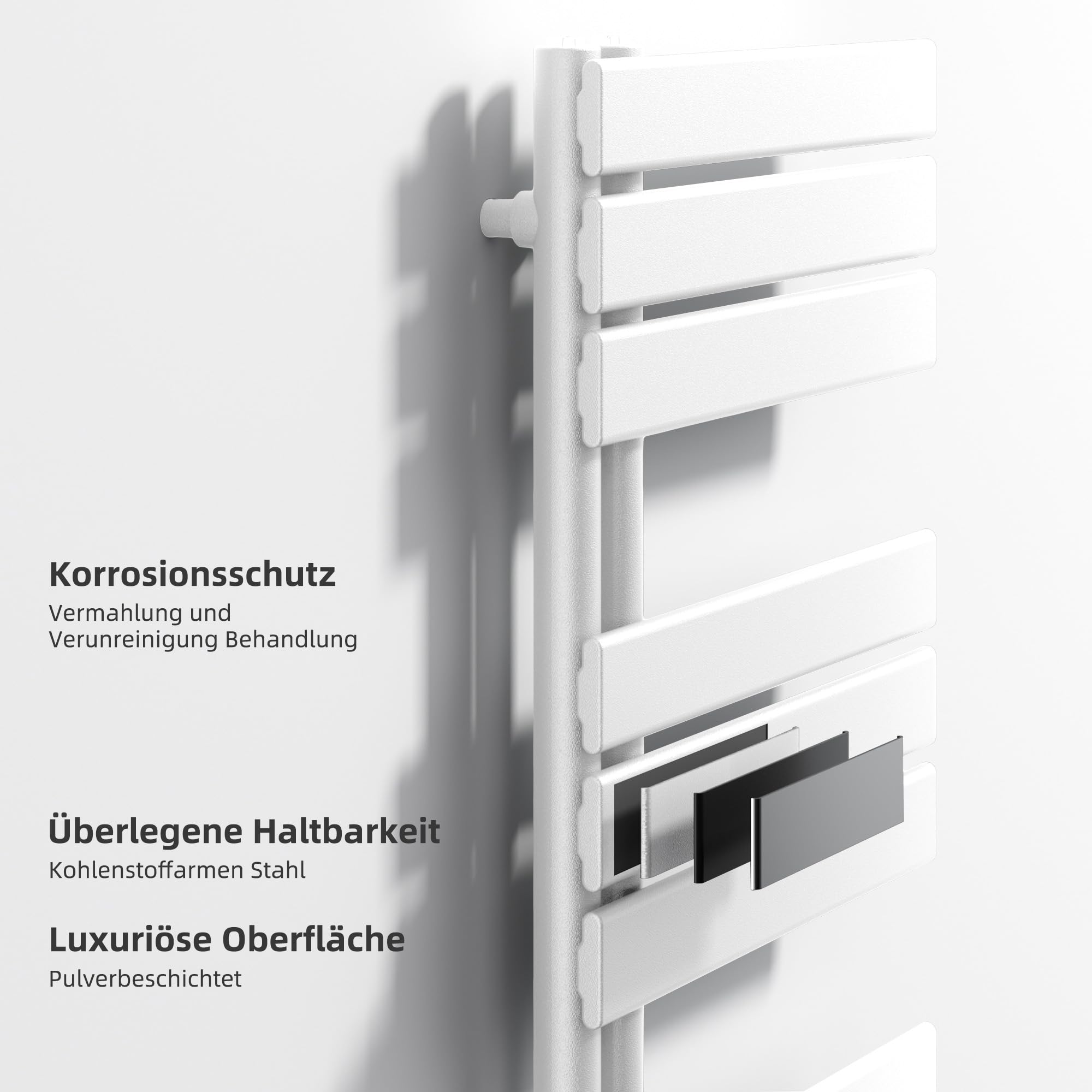 VANCOCO Badheizkörper Mittelanschluss Weiß 800×450 mm Handtuchwärmer