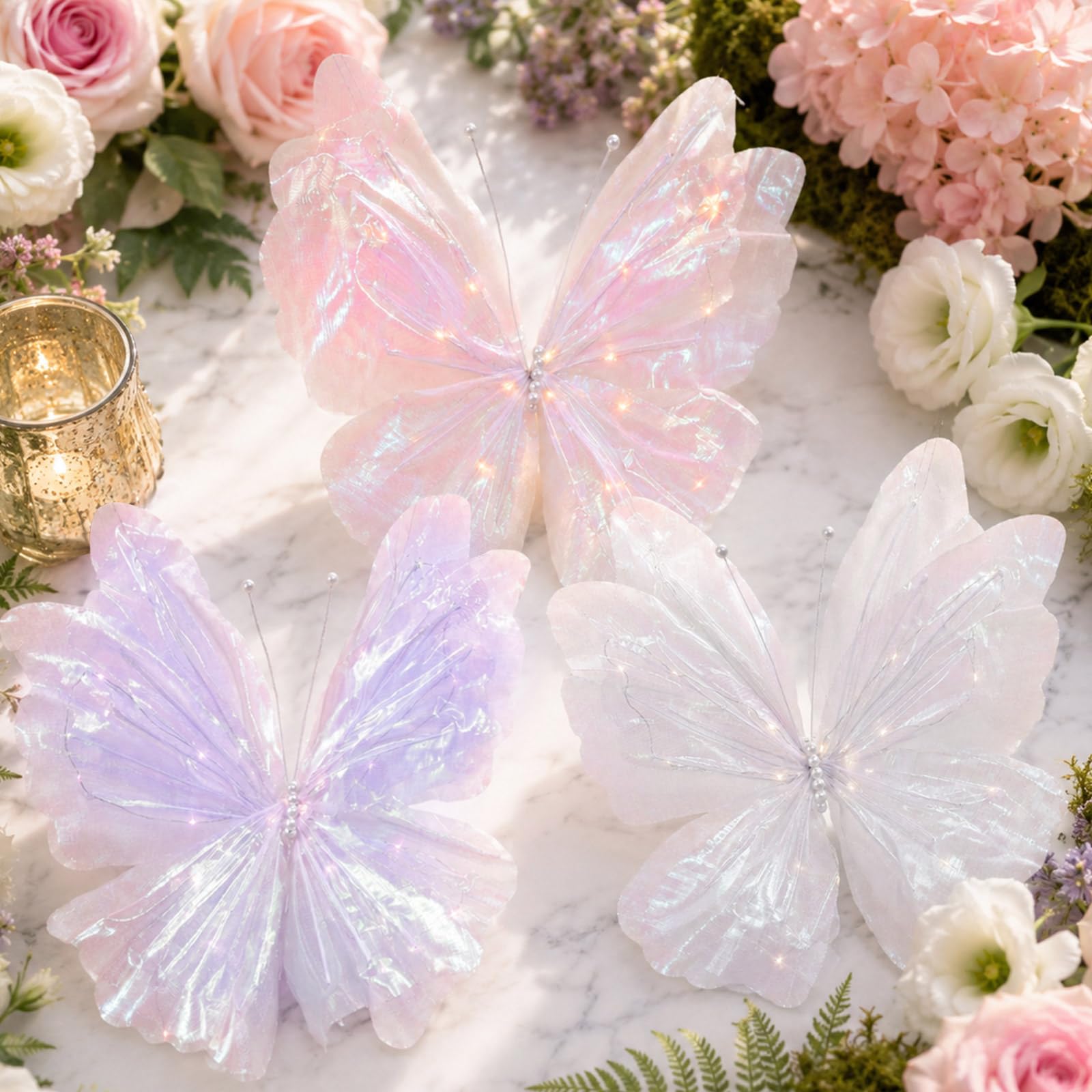 3 decorazioni a LED grandi a forma di farfalla, 50,8 cm, giganti, illuminate, per albero di Natale, matrimoni, feste di compleanno, baby shower, vacanze, fotografie, artigianato, ghirlande