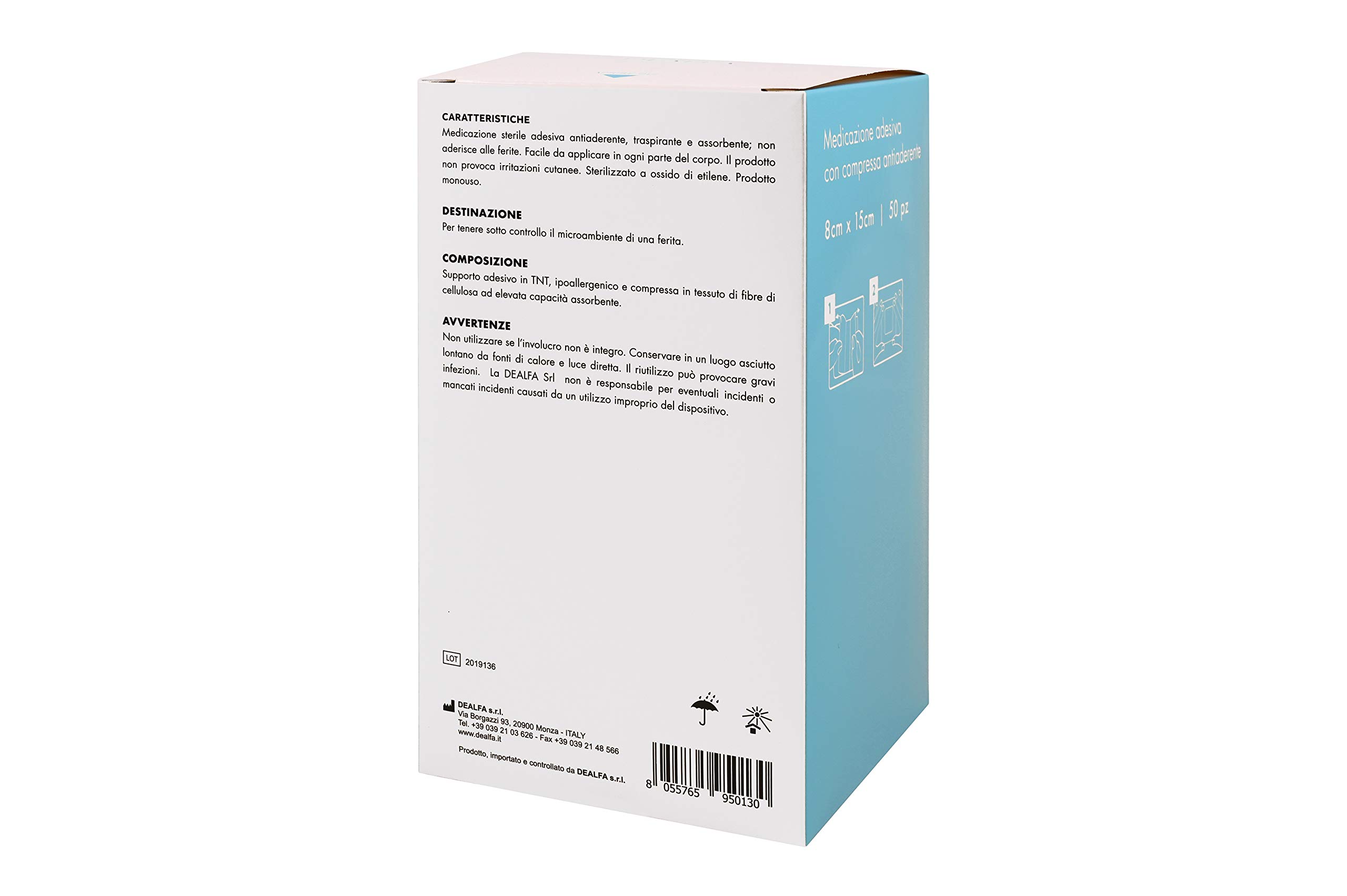 TOUCHMED Cerotto Adesivo Sterile in TNT con Compressa Antiaderente - 8x15 cm - Traspirante e Assorbente - Ottima Adesività - Monouso - Confezione da 50 Pezzi