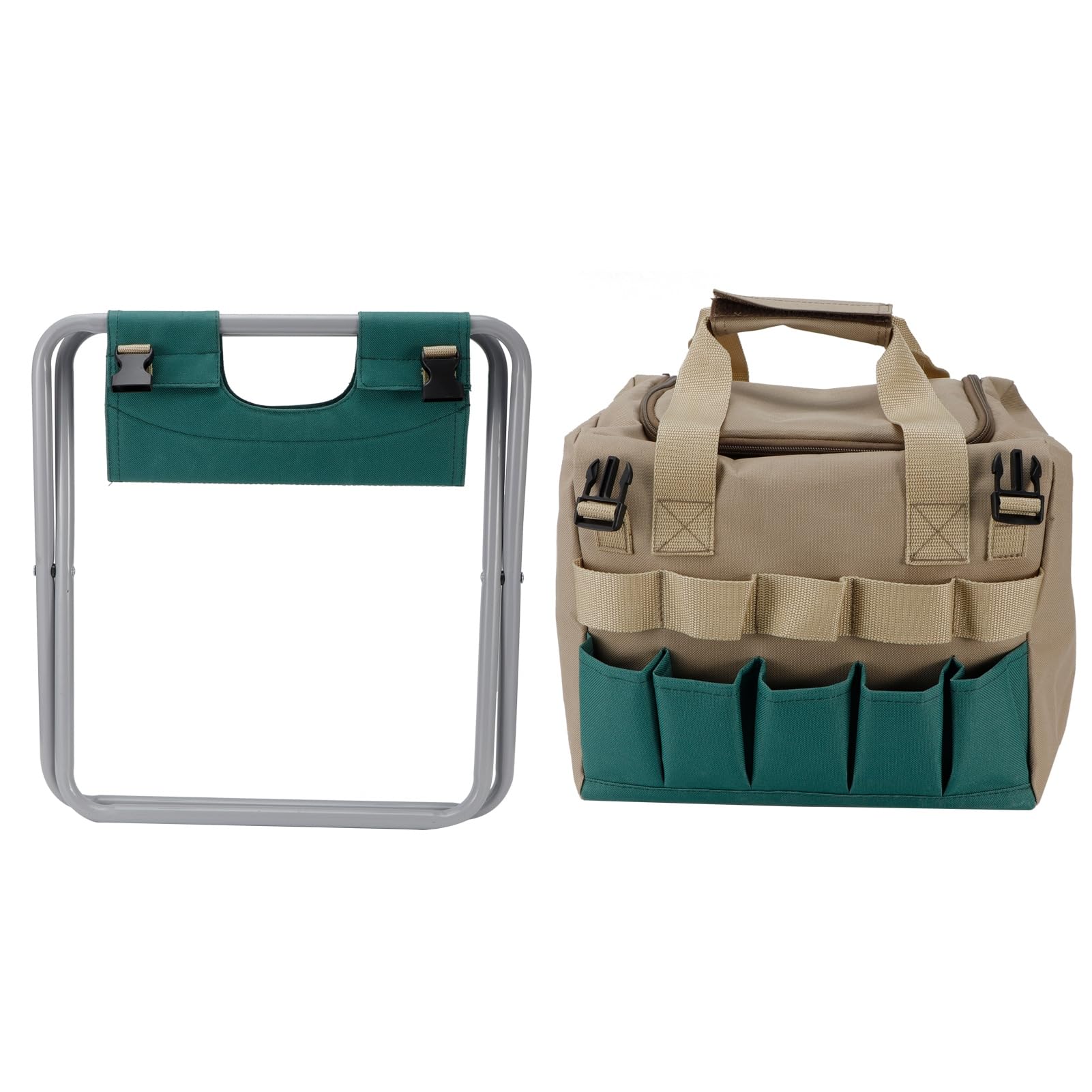 Sgabello da Giardinaggio Sedile Sgabello da Giardino Pieghevole Portatile Multifunzione con Borsa per Attrezzi per Forniture da Campeggio All'aperto
