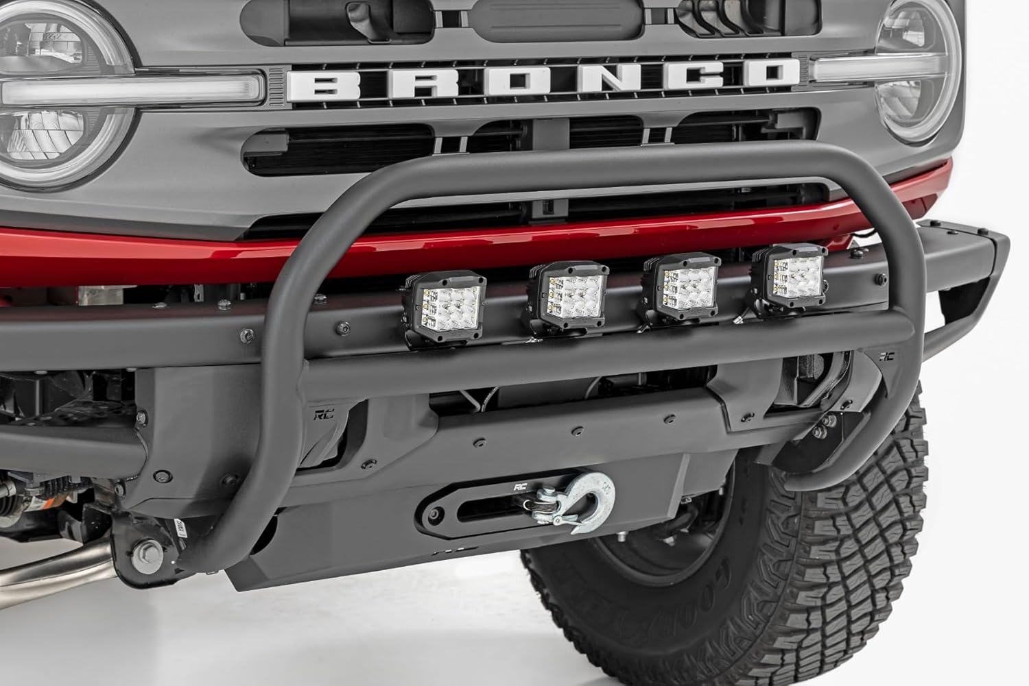Rough Country Bull Bar for Ford Bronco (2021-2025) - Fits OE Modular Bumper, Easy Bolt-on Install