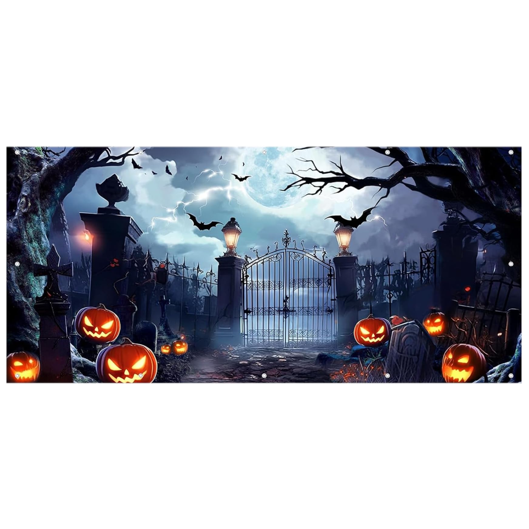 Pesoncarl Halloween Garage Door Decorations, 13x6ft Large Halloween Garage Door Banner, Horror Hanging Backdrop Banner for Spooky Party, Wall Style 1, Creepy