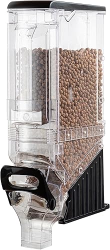 Restaurantware Dispensador de cereales de plástico de 5 galones de plástico dispensador de caramelos, alimentos secos negros con soporte para