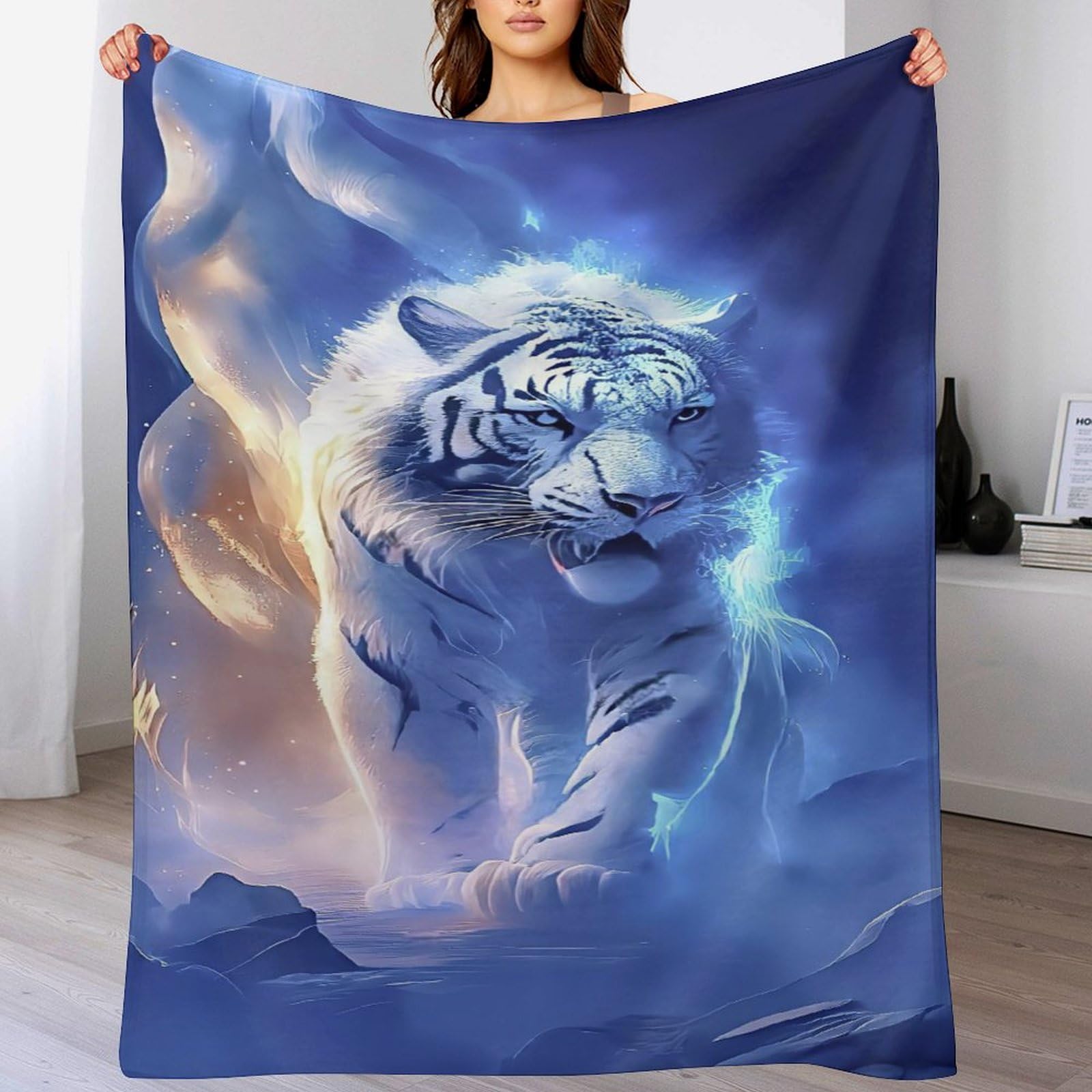 Plaid polaire tigre 140x180 cm couverture canape en flannel