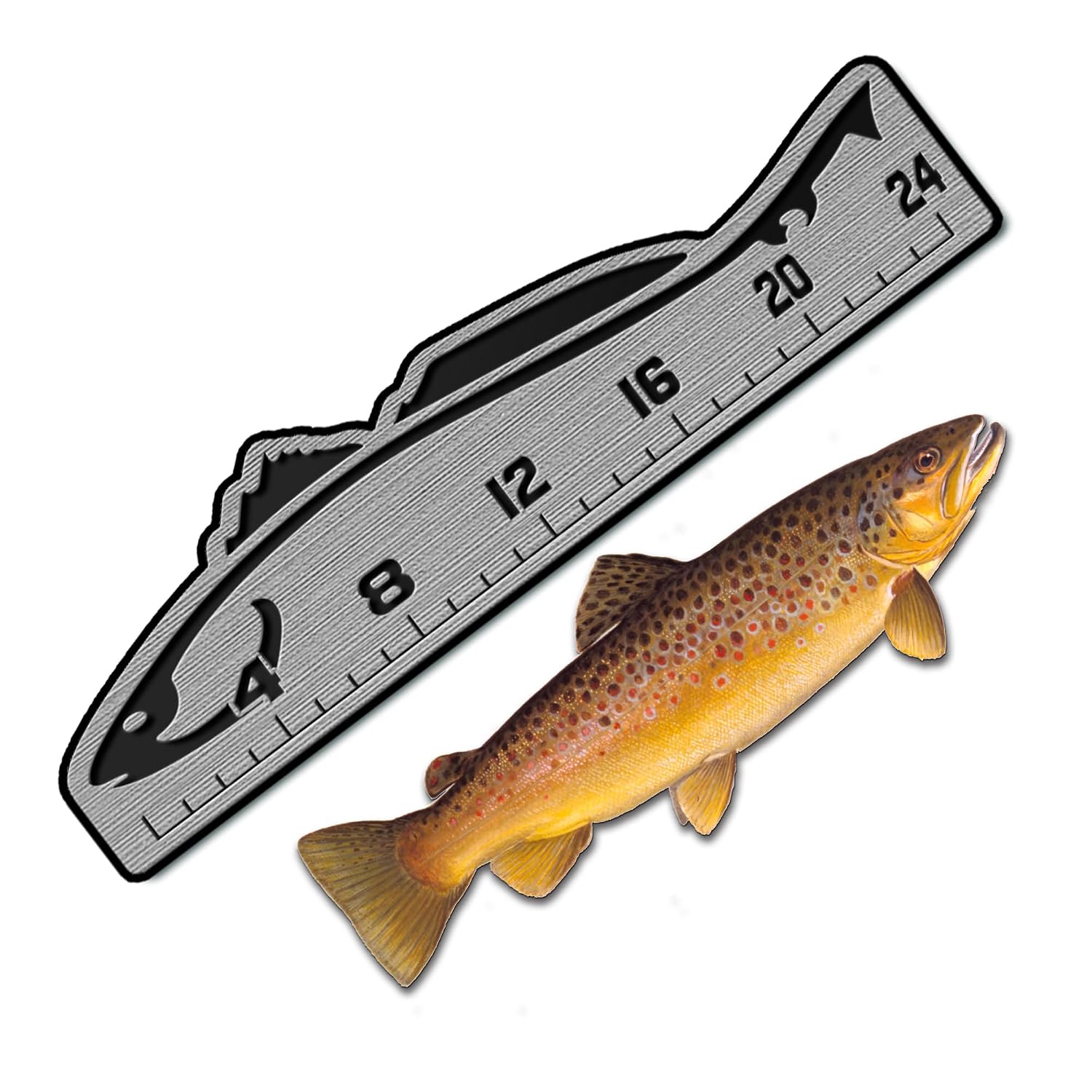 USATuff SeaDek EVA Foam Fish Measuring Ruler for Boat, Fishing, Kayak | Adhesive Backing Peel & Stick - 24" Redfish Design - StormGray-Black