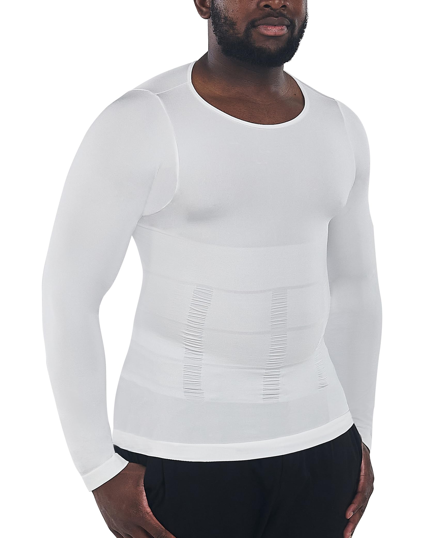 KOCLES Gynecomastia Compression Shirts for Men Long Sleeve, Slimming Body Shaper Undershirt, Tummy Control Shapewear, Workout