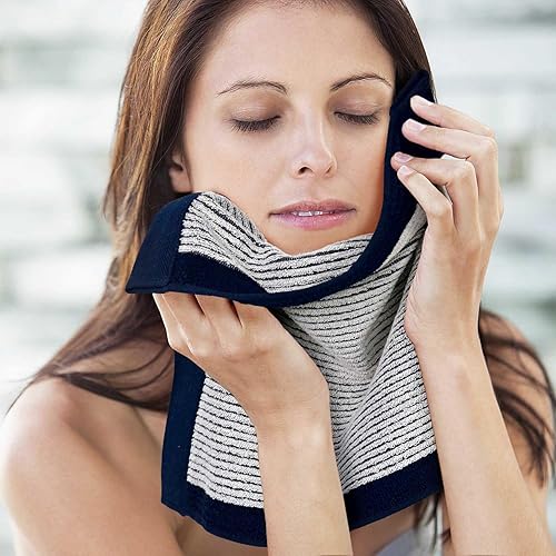 Miniatura 4 de Cleanbear Paquete de 12 paños de baño para tu cara y cuerpo, toallas de baño para ducha, juego de toallas grandes de 13 x 13 pulgadas, azul marino